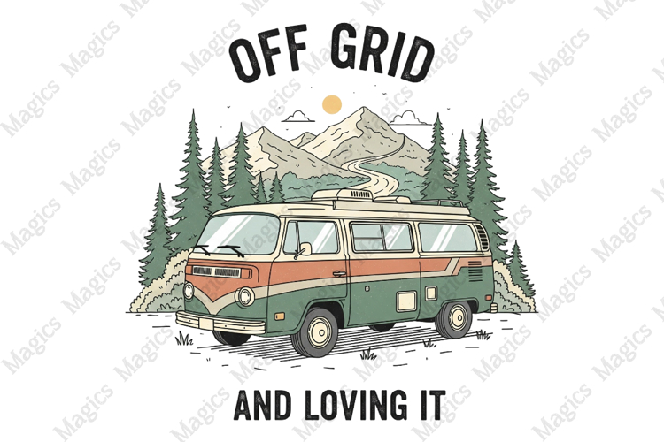 Off Grid 0 And Loving It PNG | Camping Sublimation Design