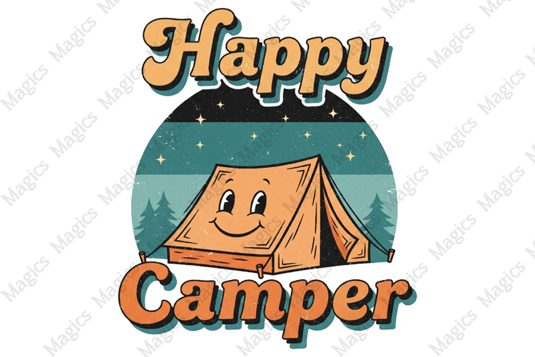 Happy Camper PNG | Camping Sublimation Design