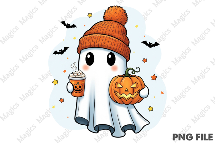 Cute Spooky Ghost Pumpkin Halloween PNG