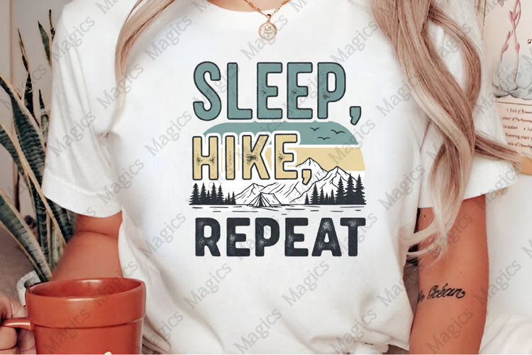 Sleep, Hike Repeat PNG | Camping Sublimation Design