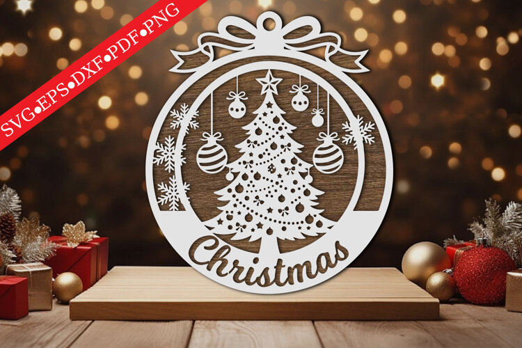 Christmas Ornament Round Sign SVG example image 1