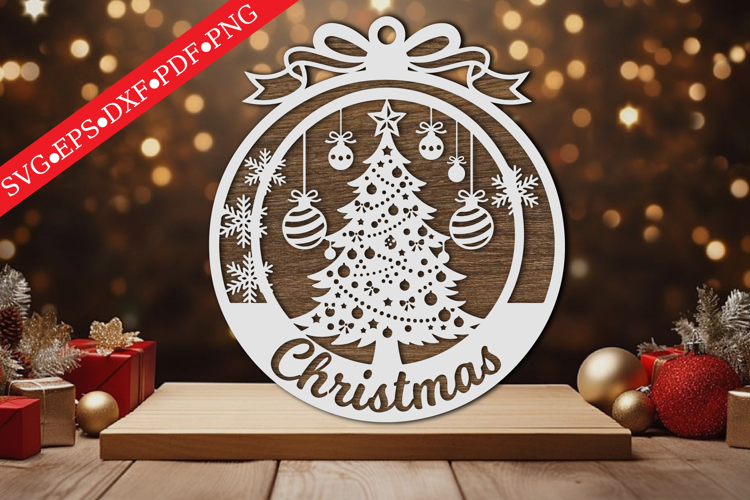 Christmas Ornament Round Sign SVG