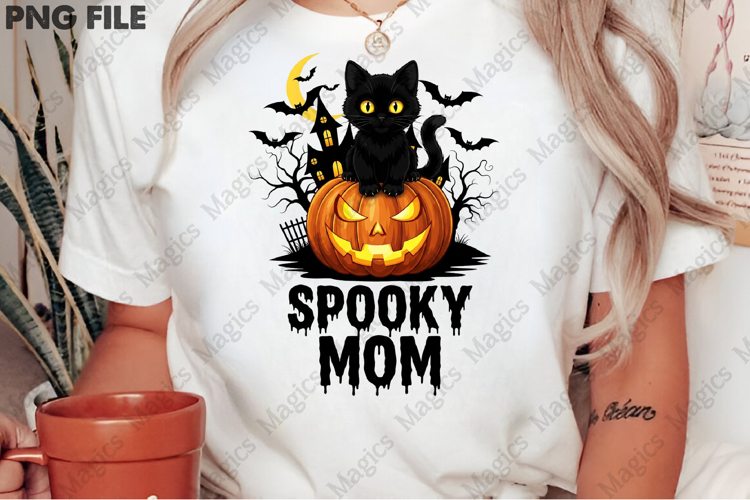 Spooky Mom Halloween Png Sublimation PNG example image 1