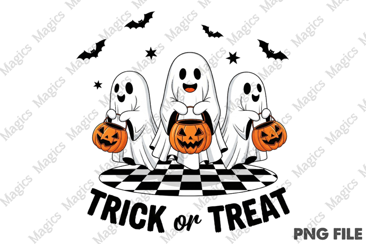 Cute Ghost Trick or Treat T-Shirt Design