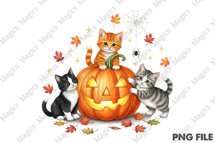 Vintage Cat Halloween Pumpkin T-Shirt