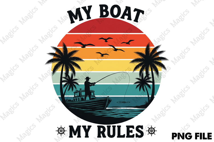 Sunset-Fishing T-Shirt Design