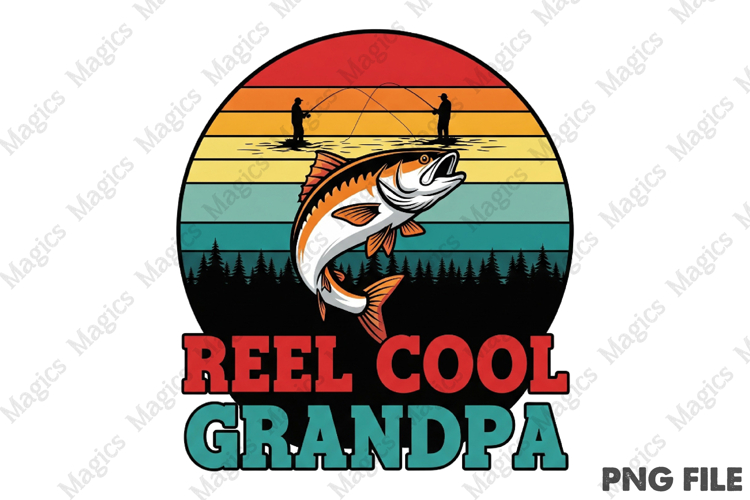 Reel Cool Grandpa Retro T-shirt Design