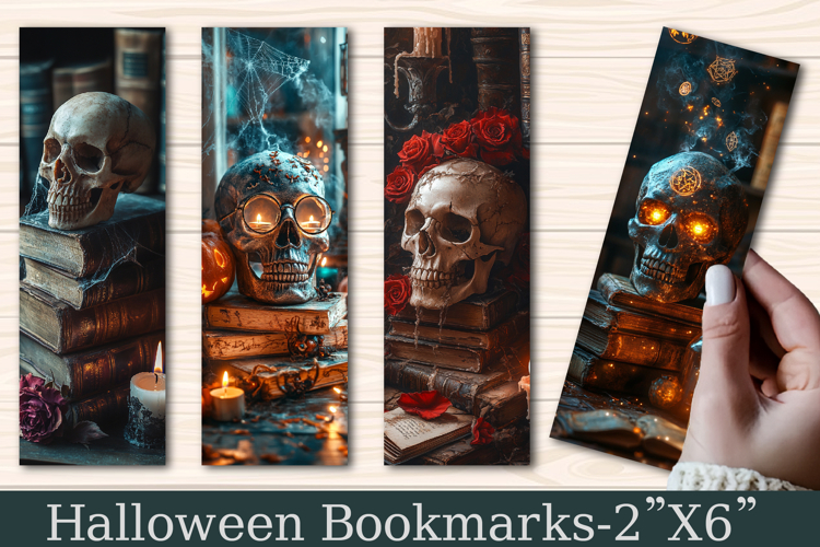 Halloween Skull Bookmark With Books