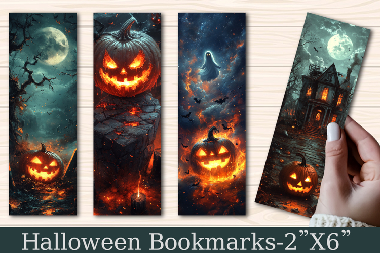 Dark Halloween With Pumpkin Bookmark