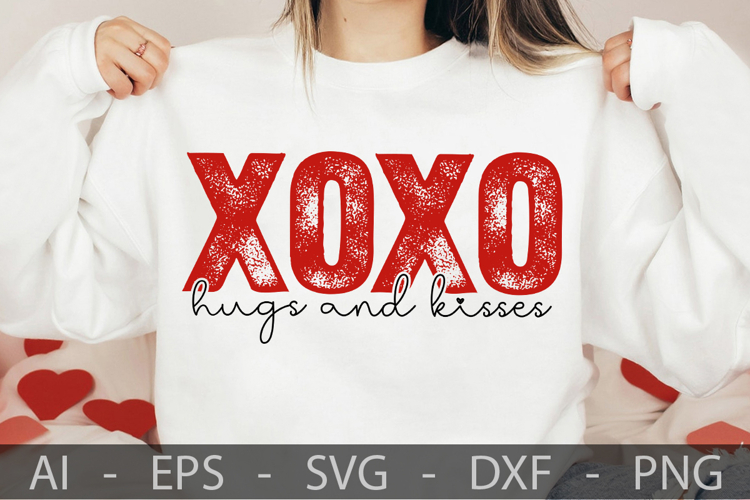 XOXO Hugs and Kisses, Valentine’s Day SVG Design