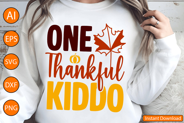 One Thankful Kiddo - Thanksgiving SVG Design