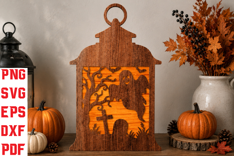 Spooky Ghost Lantern Laser Cut SVG
