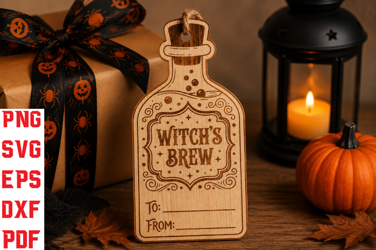 Witchs Brew Gift Tag Laser SVG
