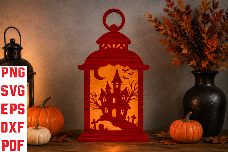 Haunted House Halloween Lantern Laser Cut SVG