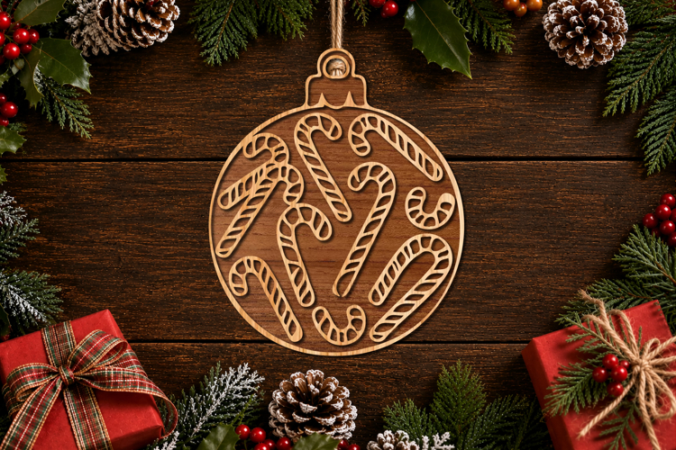 Candy Cane Ornament Laser Cut SVG