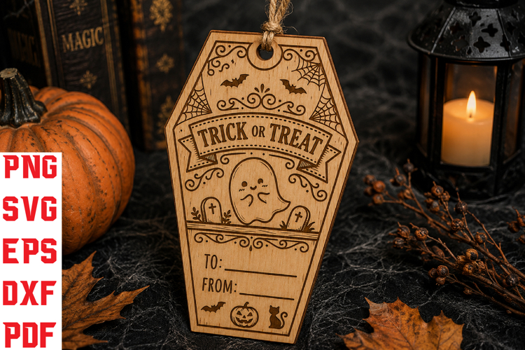 Trick or Treat Coffin Laser Cut SVG