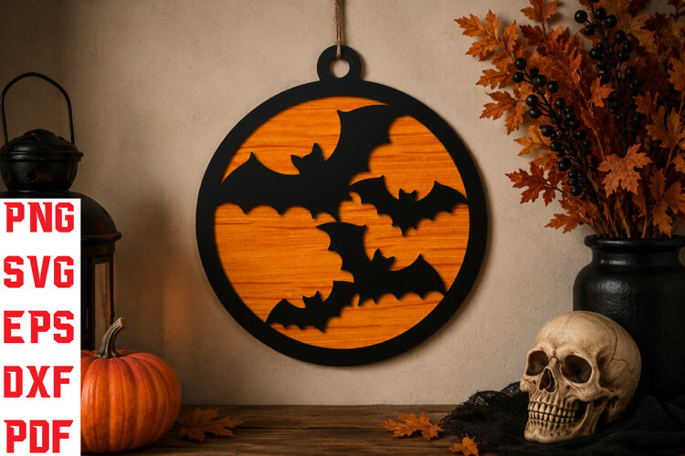 Halloween Bats Laser Cut SVG example image 1