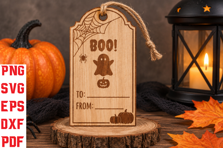 Halloween BOO Gift Tag Laser SVG