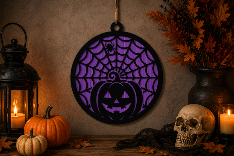 Halloween Pumpkin Round Sign Laser Cut SVG