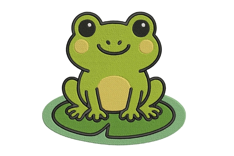 Spring Frog Embroidery Design