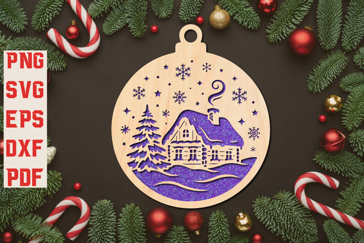 Winter Cabin Ornament SVG