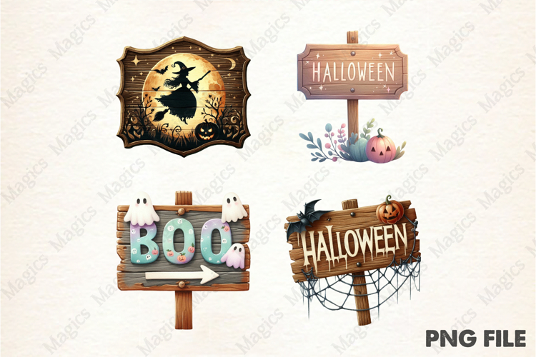 Halloween Wooden Sings Clipart