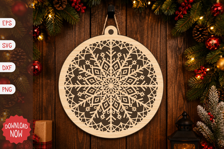 Geometric Snowflake Ornament SVG