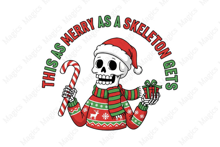 Funny Christmas Skeleton PNG