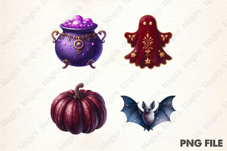 Watercolor Velvet Halloween Clipart