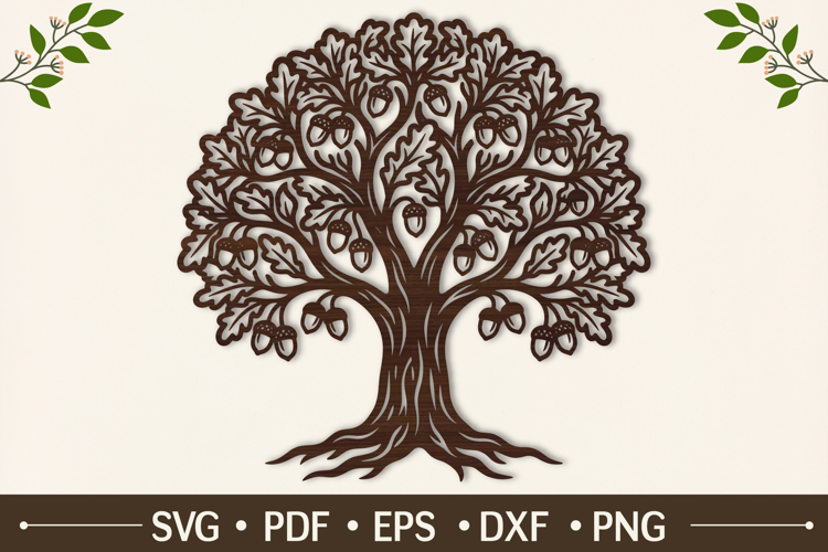Woodland Acorn Oak Tree SVG Design