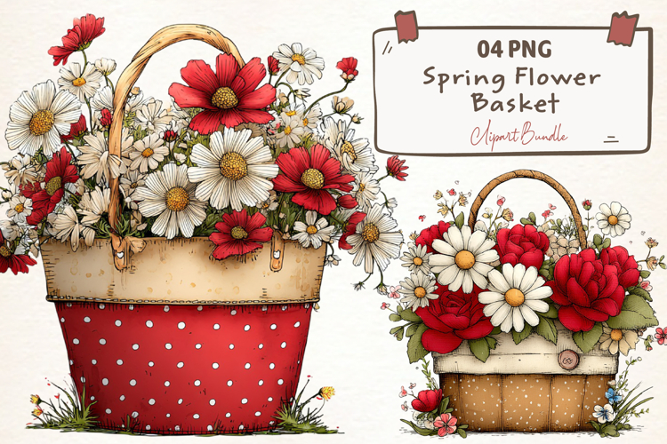 Spring Flower Basket Clipart
