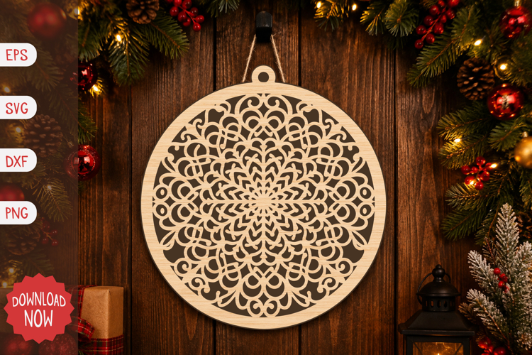 Ornate Snowflake Christmas Ornament SVG