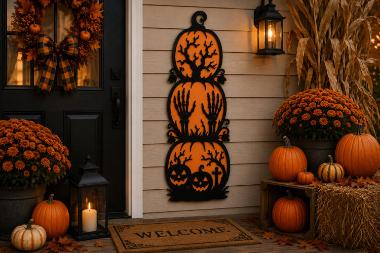 Skeleton Hands Pumpkin SVG example image 1