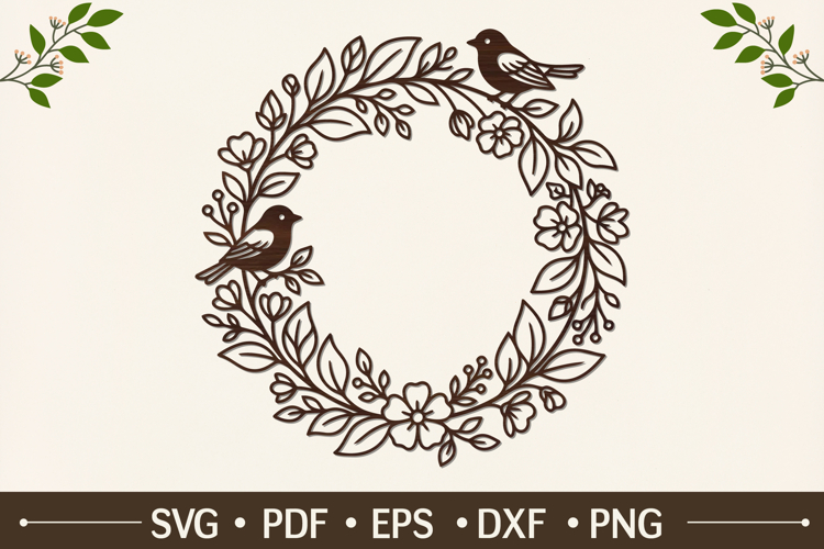 Botanical Bird Frame SVG