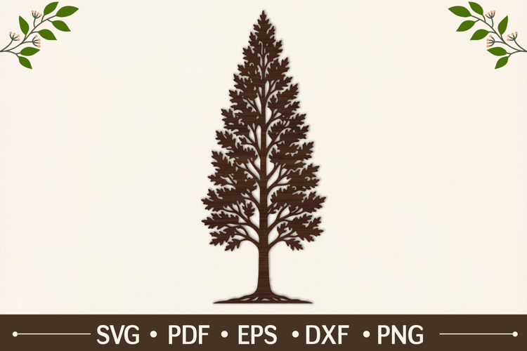Tall Pin Oak Tree SVG Design