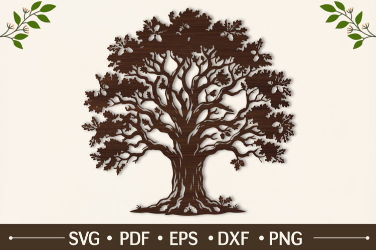 Bur Oak Tree SVG Cut File