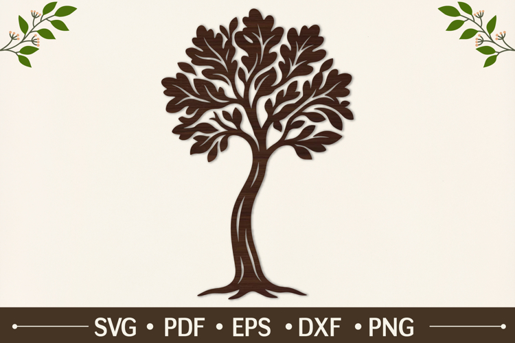 Simple Oak Tree Laser Cut SVG
