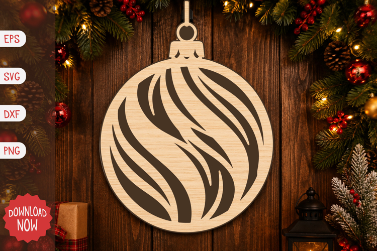 Curved Stripe Christmas Ornament SVG