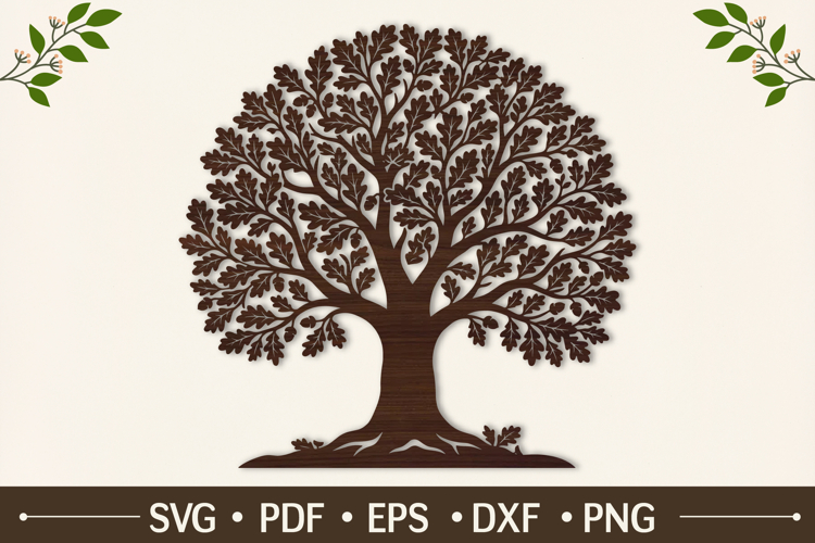 Classic Oak Tree Silhouette SVG
