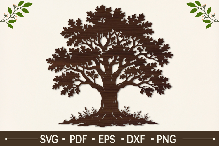 Nature Oak Tree Laser Cut SVG