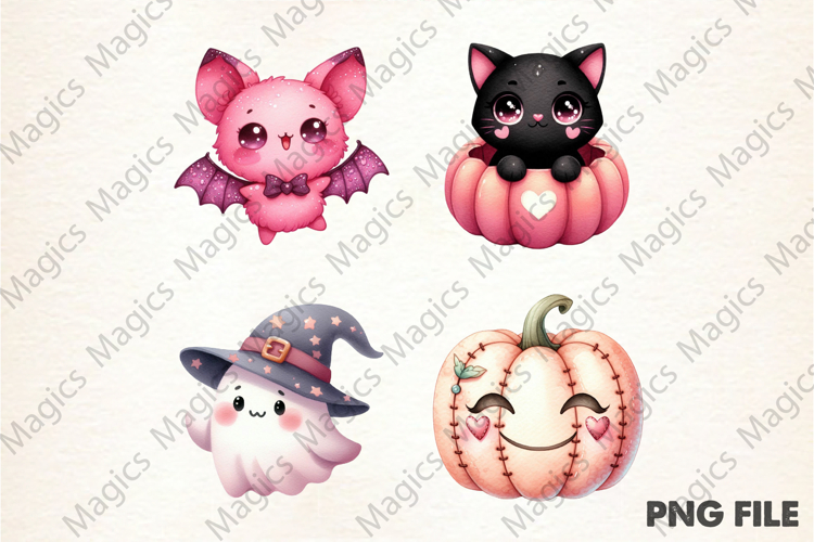 Cute Pink Halloween Clipart