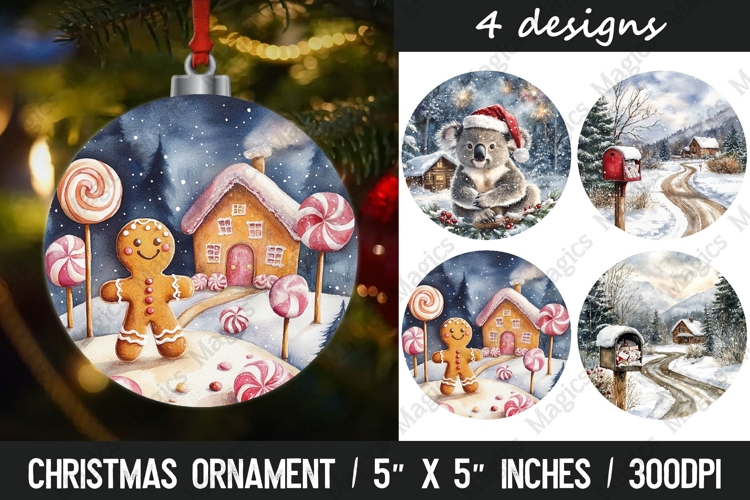 Christmas round ornaments sublimation design