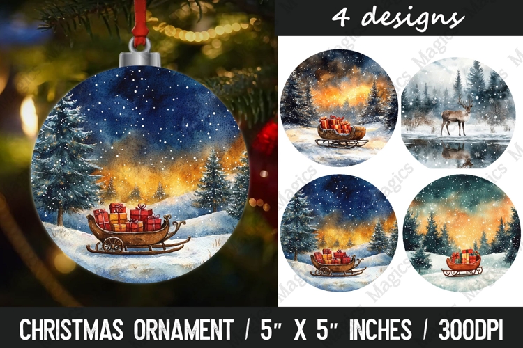 Christmas round ornaments sublimation design