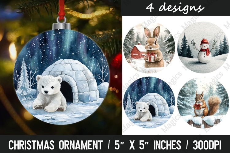 Christmas round ornaments sublimation design