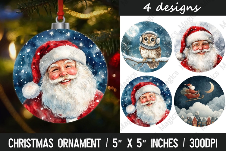 Christmas round ornaments sublimation design