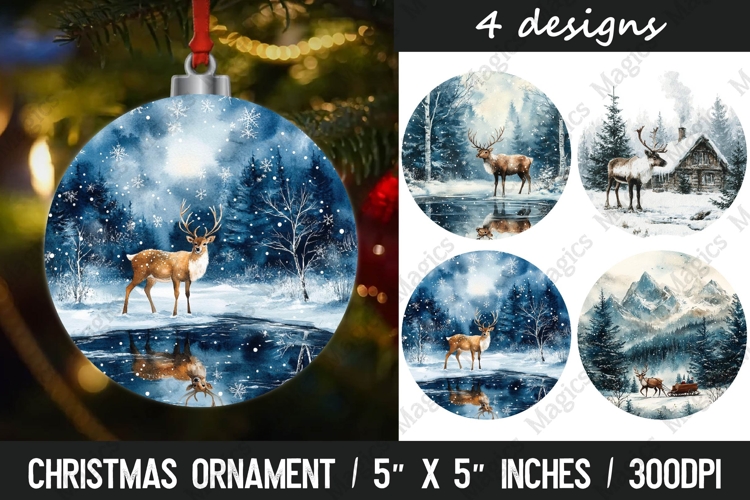 Christmas round ornaments sublimation design