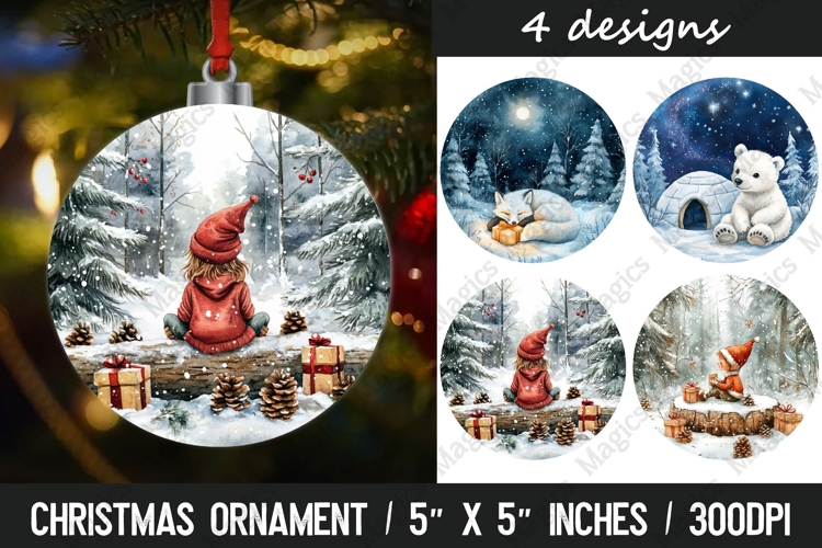 Christmas round ornaments sublimation design