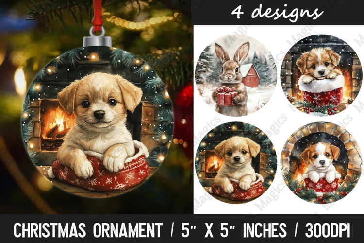 Christmas round ornaments sublimation design