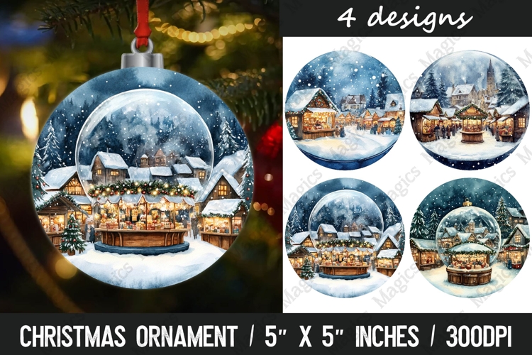 Christmas round ornaments sublimation design