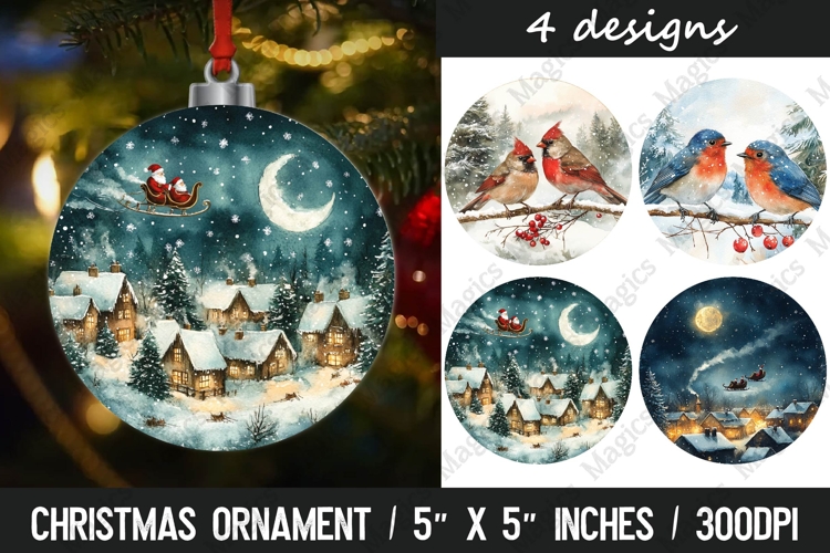 Christmas round ornaments sublimation design